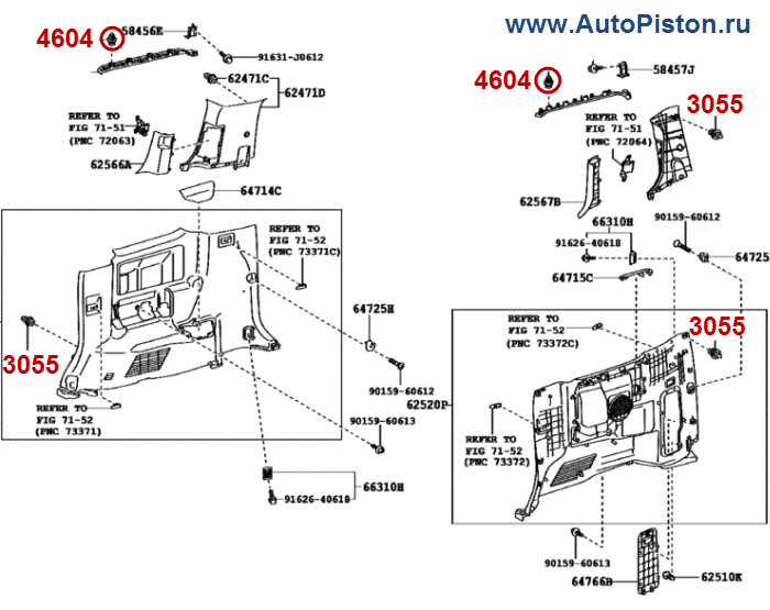 90467-10188 (9046710188) Автокрепёж для иномарок. Схема крепления авто пистоны и клипсы.